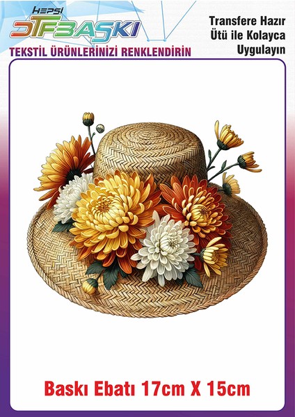 Hasır Şapka Ütü ile Yapışan Kumaş Tekstil Kıyafet Dtf Baskı