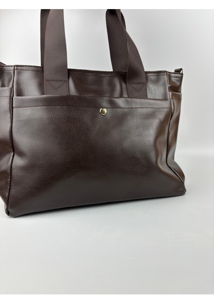 Kadın Suni Deri Kahve Geniş Hacimli Casual Maxi Boy Omuz Çantası modelleri