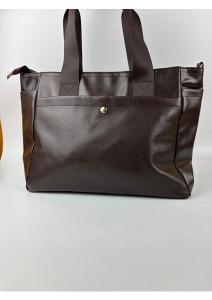 Kadın Suni Deri Kahve Geniş Hacimli Casual Maxi Boy Omuz Çantası indirimleri