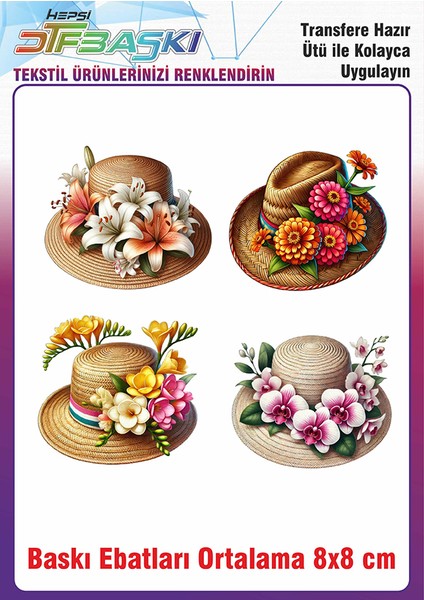 Hasır Şapka Ütü ile Yapışan Kumaş Tekstil Kıyafet Dtf Baskı