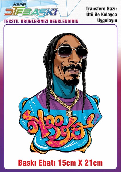 Snoop Dog Ütü ile Yapışan Kumaş Tekstil Kıyafet Dtf Baskı