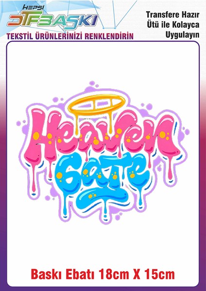 Heaven Gate Ütü ile Yapışan Kumaş Tekstil Kıyafet Dtf Baskı