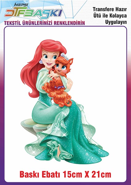 Küçük Deniz Kızı Ütü ile Yapışan Kumaş Tekstil Kıyafet Dtf Baskı