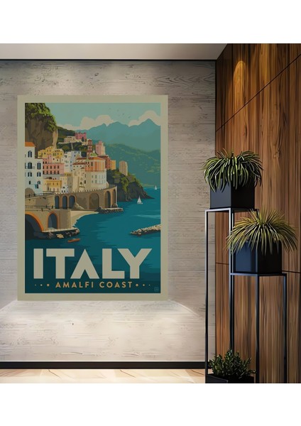 Amalfi Kıyıları Italya Ahşap Mdf Dekoratif Ev/işyeri Duvar Tablo Dikdörtgen Ev/işyeri Duvar Tablo