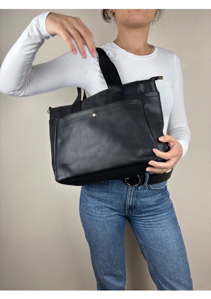 Kadın Suni Deri Siyah Düz Form Klasik Maxi Boy Omuz Çantası fırsatları