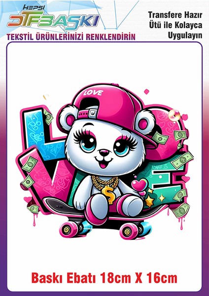 Renkli Love Ütü ile Yapışan Kumaş Tekstil Kıyafet Dtf Baskı