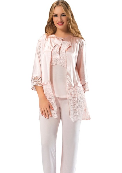 Techmrt Pudra Penye Pijama Takımı - 1417 - Beden Xl