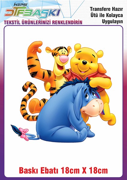 Winnie The Pooh Ütü ile Yapışan Kumaş Tekstil Kıyafet Dtf Baskı