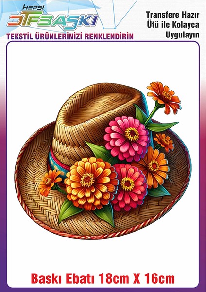 Hasır Şapka Ütü ile Yapışan Kumaş Tekstil Kıyafet Dtf Baskı