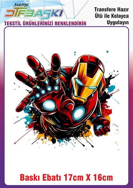 Iron Man Ütü ile Yapışan Kumaş Tekstil Kıyafet Dtf Baskı