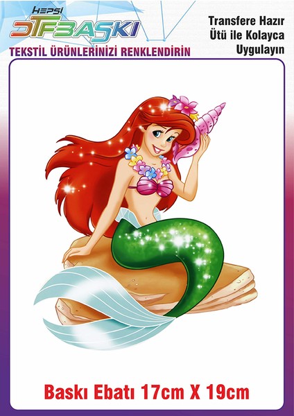 Küçük Deniz Kızı Ütü ile Yapışan Kumaş Tekstil Kıyafet Dtf Baskı
