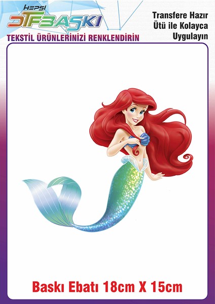 Küçük Deniz Kızı Ütü ile Yapışan Kumaş Tekstil Kıyafet Dtf Baskı