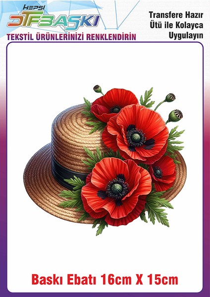 Hasır Şapka Ütü ile Yapışan Kumaş Tekstil Kıyafet Dtf Baskı