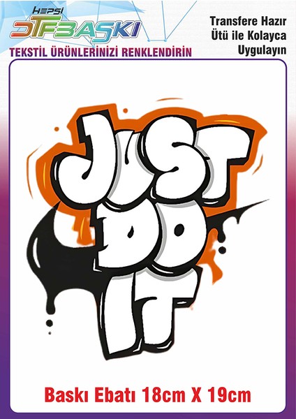 Just Doit Ütü ile Yapışan Kumaş Tekstil Kıyafet Dtf Baskı