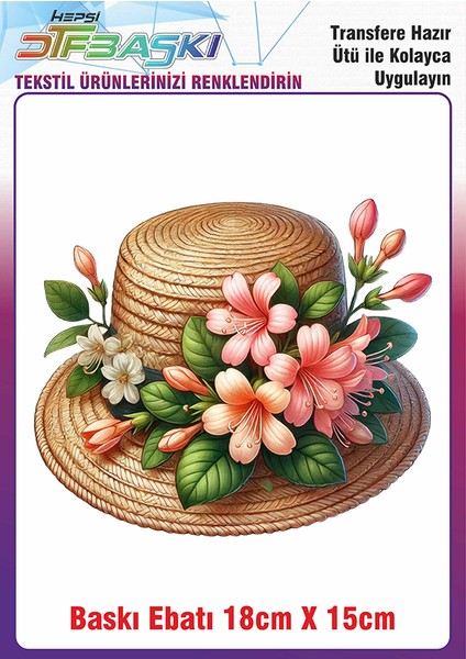 Hasır Şapka Ütü ile Yapışan Kumaş Tekstil Kıyafet Dtf Baskı