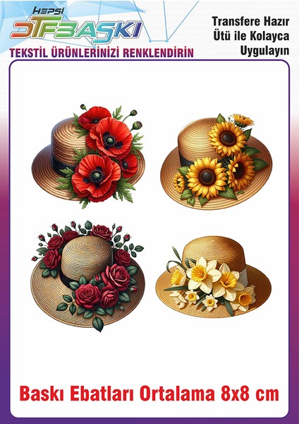 Hasır Şapka Ütü ile Yapışan Kumaş Tekstil Kıyafet Dtf Baskı