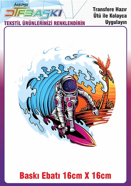 Sörf Yapan Astranot Ütü ile Yapışan Kumaş Tekstil Kıyafet Dtf Baskı