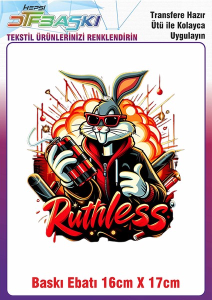 Ruthless Ütü ile Yapışan Kumaş Tekstil Kıyafet Dtf Baskı