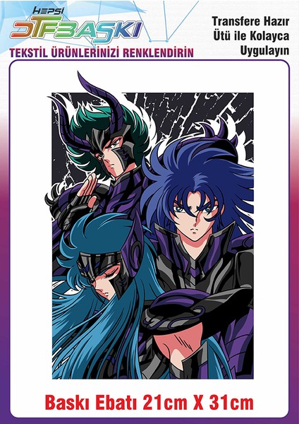 Anime Manga Ütü ile Yapışan Kumaş Tekstil Kıyafet Dtf Baskı