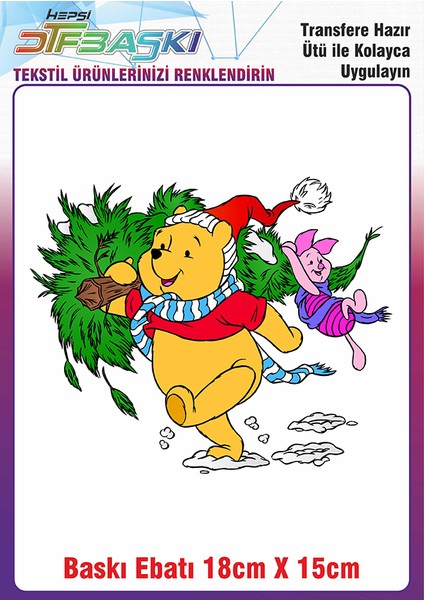 Winnie The Pooh Ütü ile Yapışan Kumaş Tekstil Kıyafet Dtf Baskı
