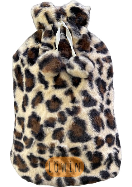 Leopar Desenli Ponponlu Peluş Kılıflı 2 L Sıcak Su Torbası | Pembe modelleri