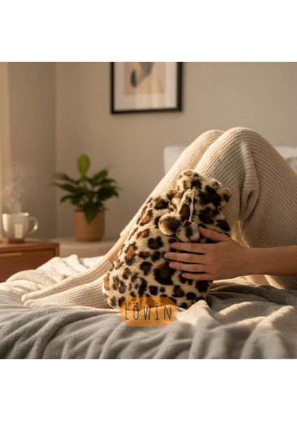 Leopar Desenli Ponponlu Peluş Kılıflı 2 L Sıcak Su Torbası | Pembe fırsatları