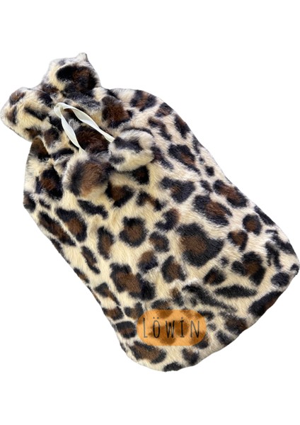 Leopar Desenli Ponponlu Peluş Kılıflı 2 L Sıcak Su Torbası | Pembe indirimleri