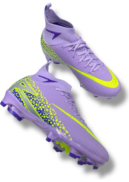 Yeni Model Özel Taban Çoraplı Krampon Lila Sarı Desenli