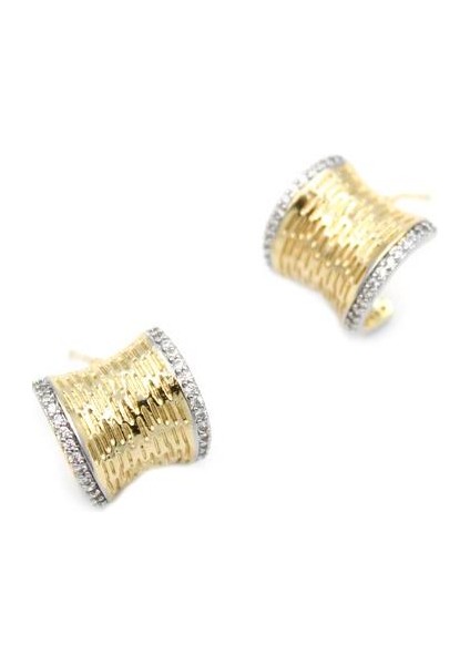 Taşlı Halka Küpe - Altın