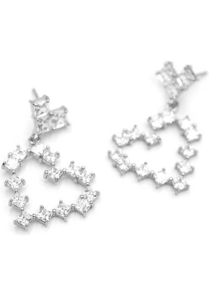 Taşlı Kalp Küpe - Gümüş fiyatları