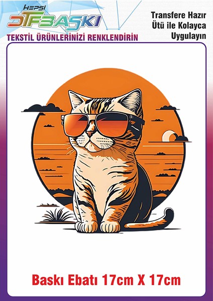 Kedi Ütü ile Yapışan Kumaş Tekstil Kıyafet Dtf Baskı