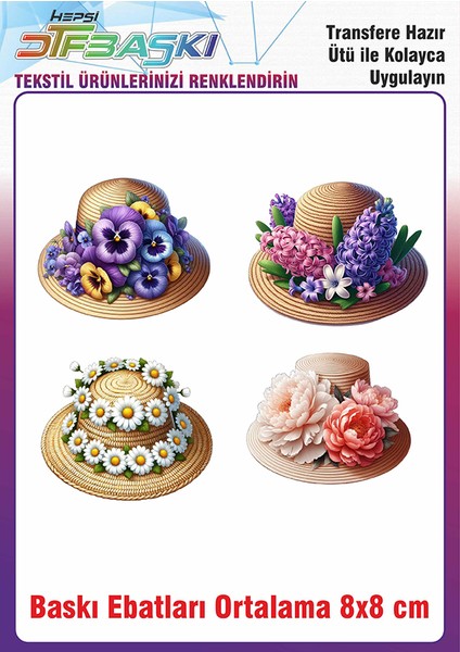 Hasır Şapka Ütü ile Yapışan Kumaş Tekstil Kıyafet Dtf Baskı