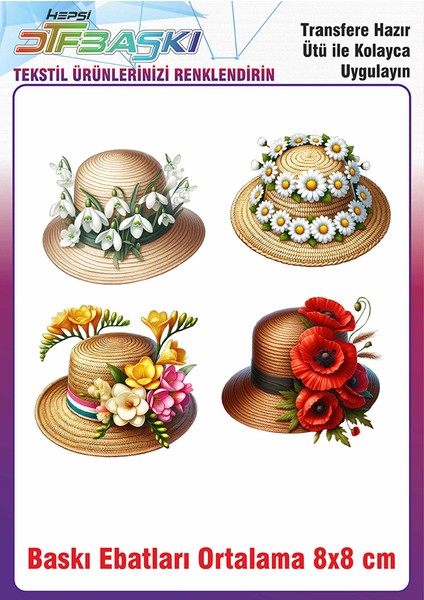 Hasır Şapka Ütü ile Yapışan Kumaş Tekstil Kıyafet Dtf Baskı