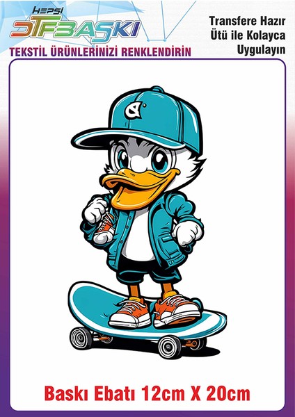 Kaykaylı Ördek Ütü ile Yapışan Kumaş Tekstil Kıyafet Dtf Baskı