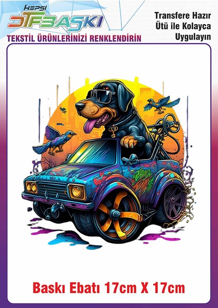 Arabalı Köpek Ütü ile Yapışan Kumaş Tekstil Kıyafet Dtf Baskı