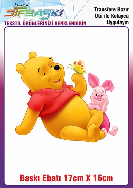 Winnie The Pooh Ütü ile Yapışan Kumaş Tekstil Kıyafet Dtf Baskı