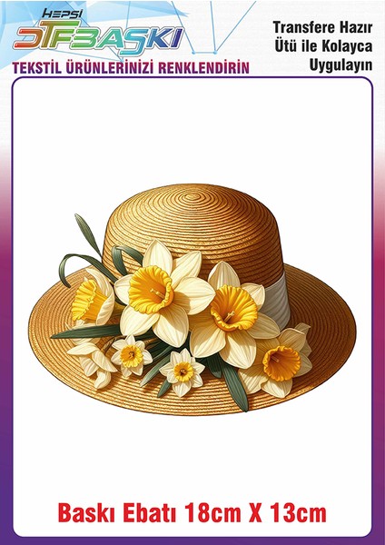Hasır Şapka Ütü ile Yapışan Kumaş Tekstil Kıyafet Dtf Baskı