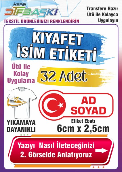 Türk Bayrağı Temalı Okul Kıyafeti Etiketi Isme Özel
