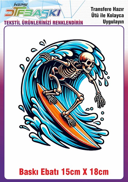 Sörf Yapan Iskelet Ütü ile Yapışan Kumaş Tekstil Kıyafet Dtf Baskı