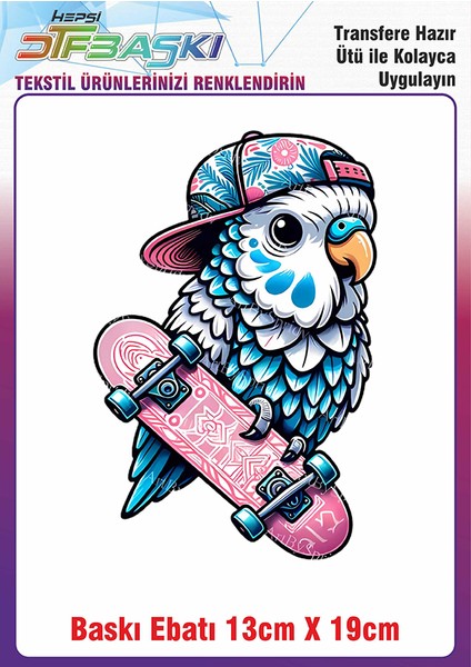 Muhabbet Kuşu Ütü ile Yapışan Kumaş Tekstil Kıyafet Dtf Baskı