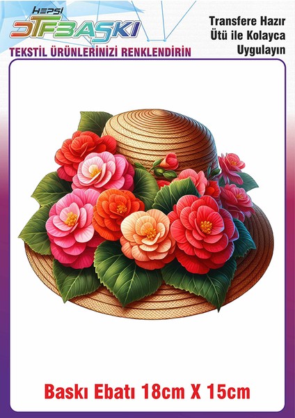 Hasır Şapka Ütü ile Yapışan Kumaş Tekstil Kıyafet Dtf Baskı