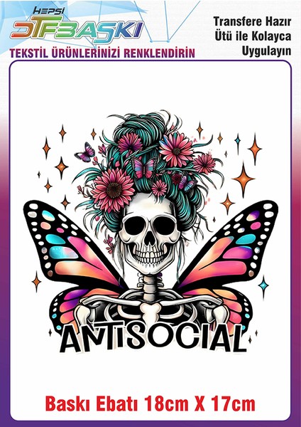 Antisocial Ütü ile Yapışan Kumaş Tekstil Kıyafet Dtf Baskı