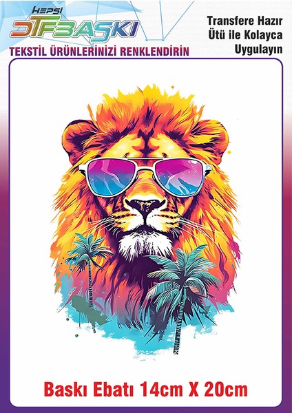 Renkli Aslan Ütü ile Yapışan Kumaş Tekstil Kıyafet Dtf Baskı
