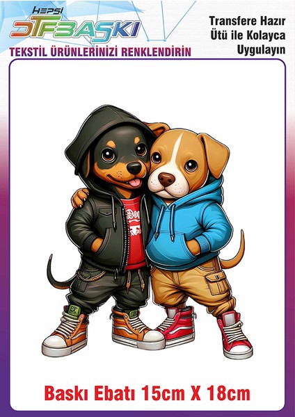 Köpekler Ütü ile Yapışan Kumaş Tekstil Kıyafet Dtf Baskı