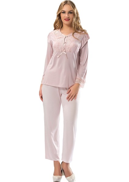 Techmrt Ekru Penye Pijama Takımı - 1567 - Beden L