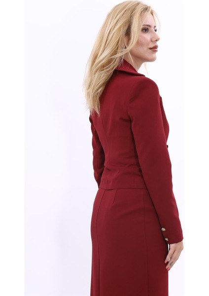 Gömlek Yaka Kuruvaze Kısa Ceket-Bordo fırsatları