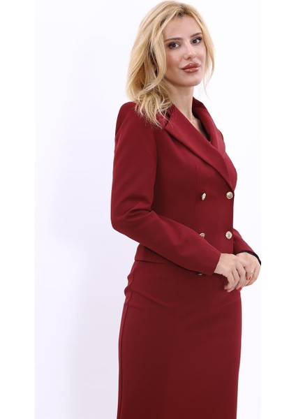 Gömlek Yaka Kuruvaze Kısa Ceket-Bordo indirimleri