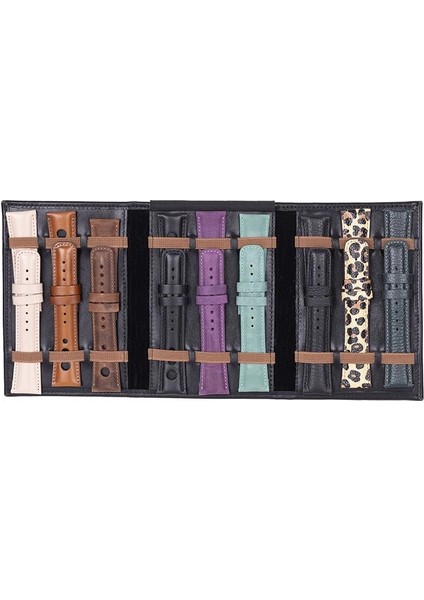 Hakiki Deri, El Yapımı, Saat Kordonu Taşıma Çantası, Kömür Siyah