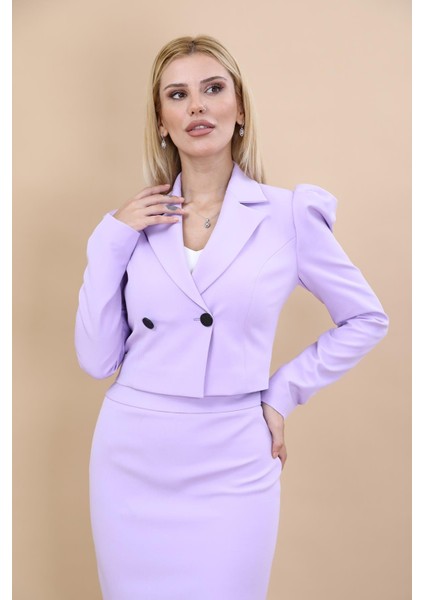 Erkek Yaka Drape Kollu Kısa Ceket-Menekşe