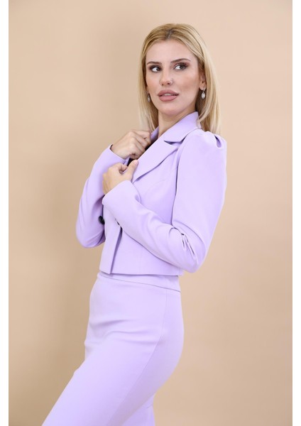 Erkek Yaka Drape Kollu Kısa Ceket-Menekşe fırsatları